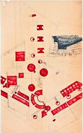 Carlo Aymonino, Pianta in sezione del Gallaratese, 1967-72
