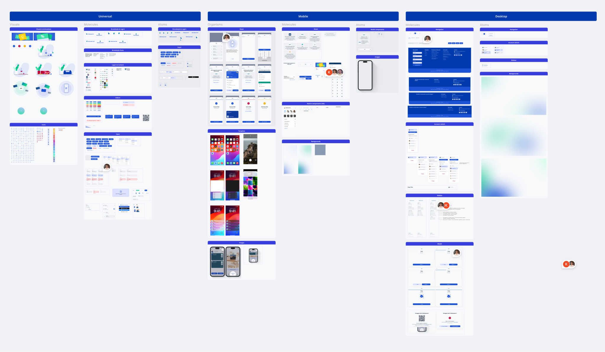 overzicht van een design systeem in Figma