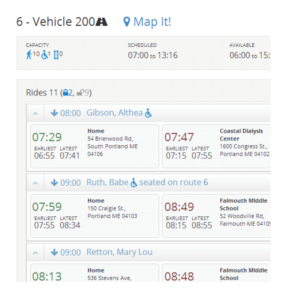 Screemshot of TripMaster UI