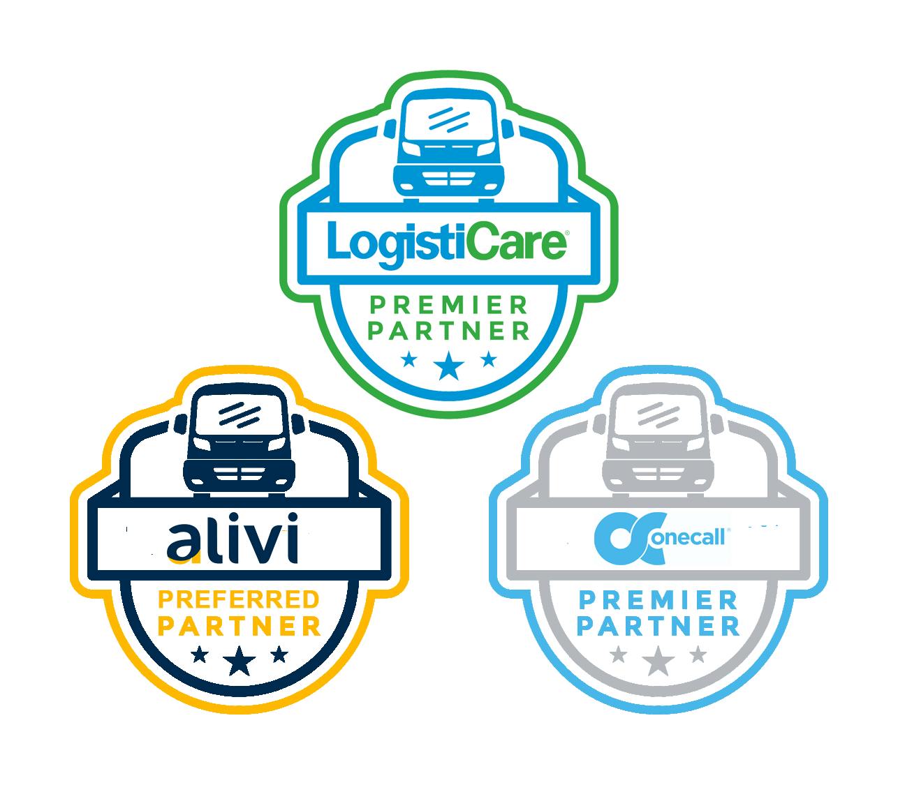 Three partner badges for ModivCare, Alivi, and Onecall.