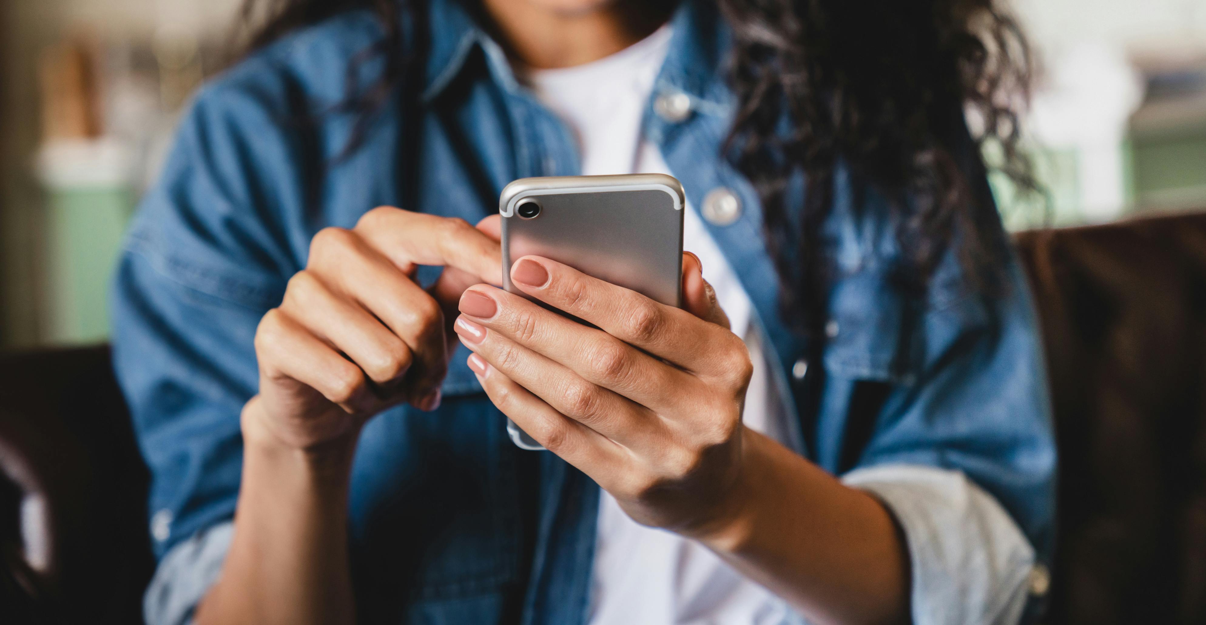 Person using smartphone mobile app