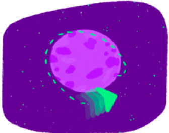 Brand illustration of the TripShot comet