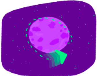 Brand illustration of the TripShot comet