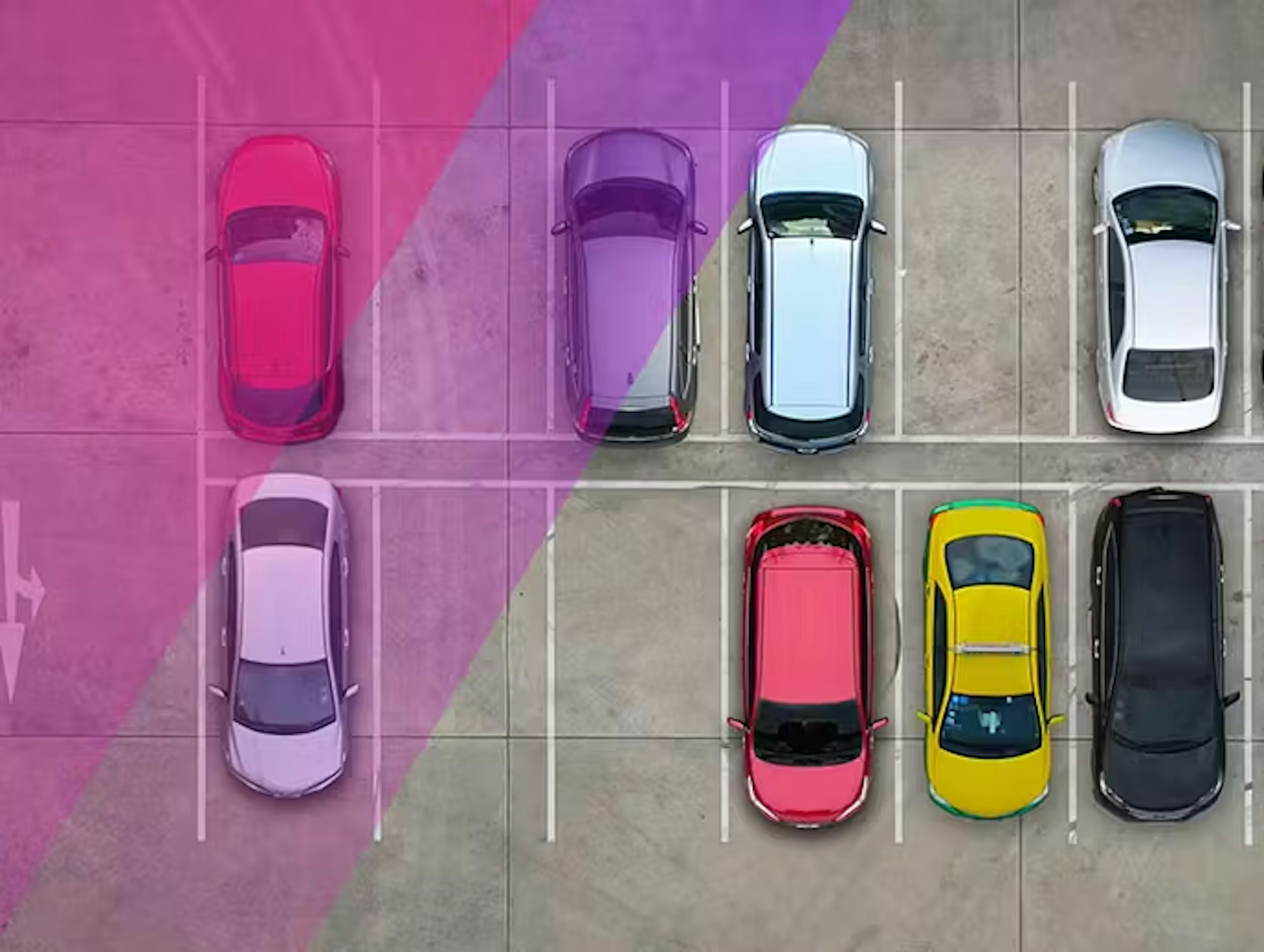 Parked cars aerial view