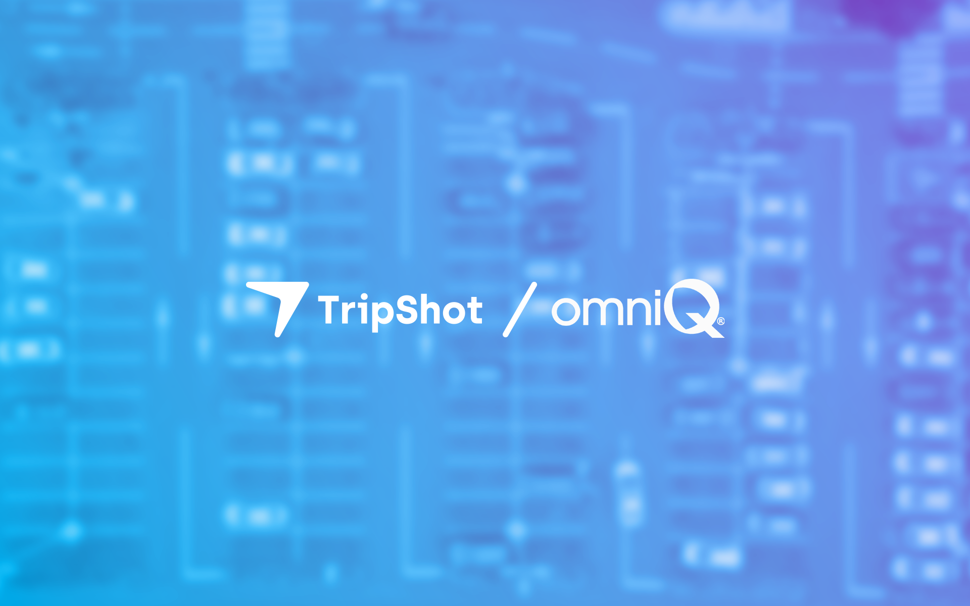 TripShot/omniQ logo over blurred image of a parking lot