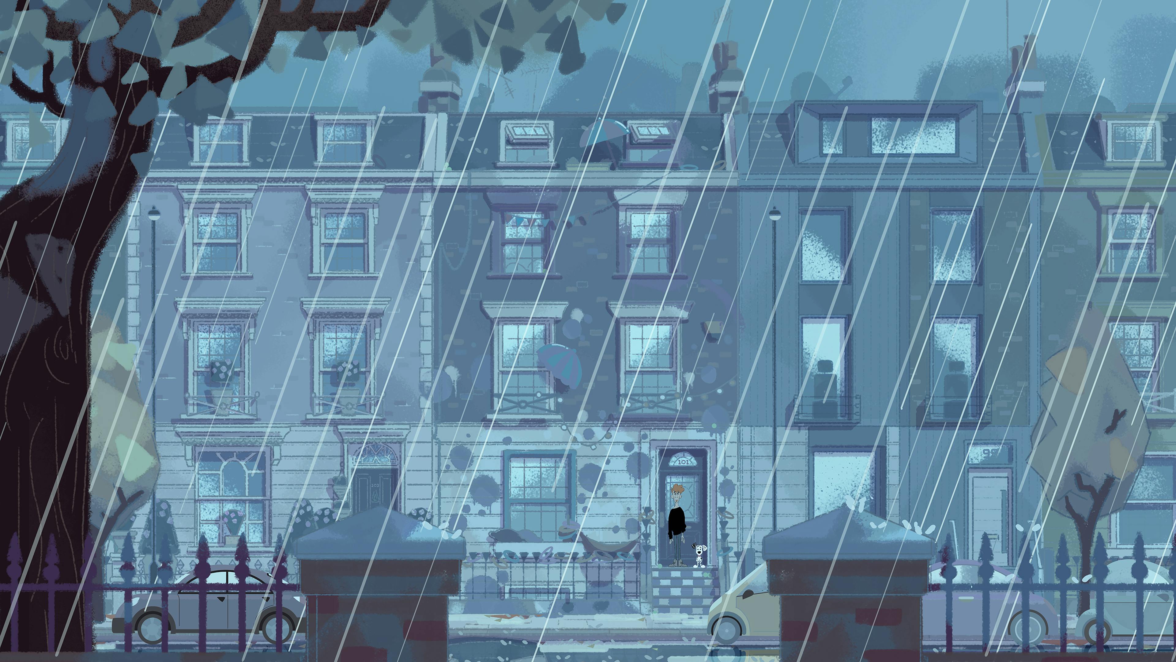 Painting of the street with rain,London, Camden, 101 Dalmatians Street, Art direction, Tristan Ménard