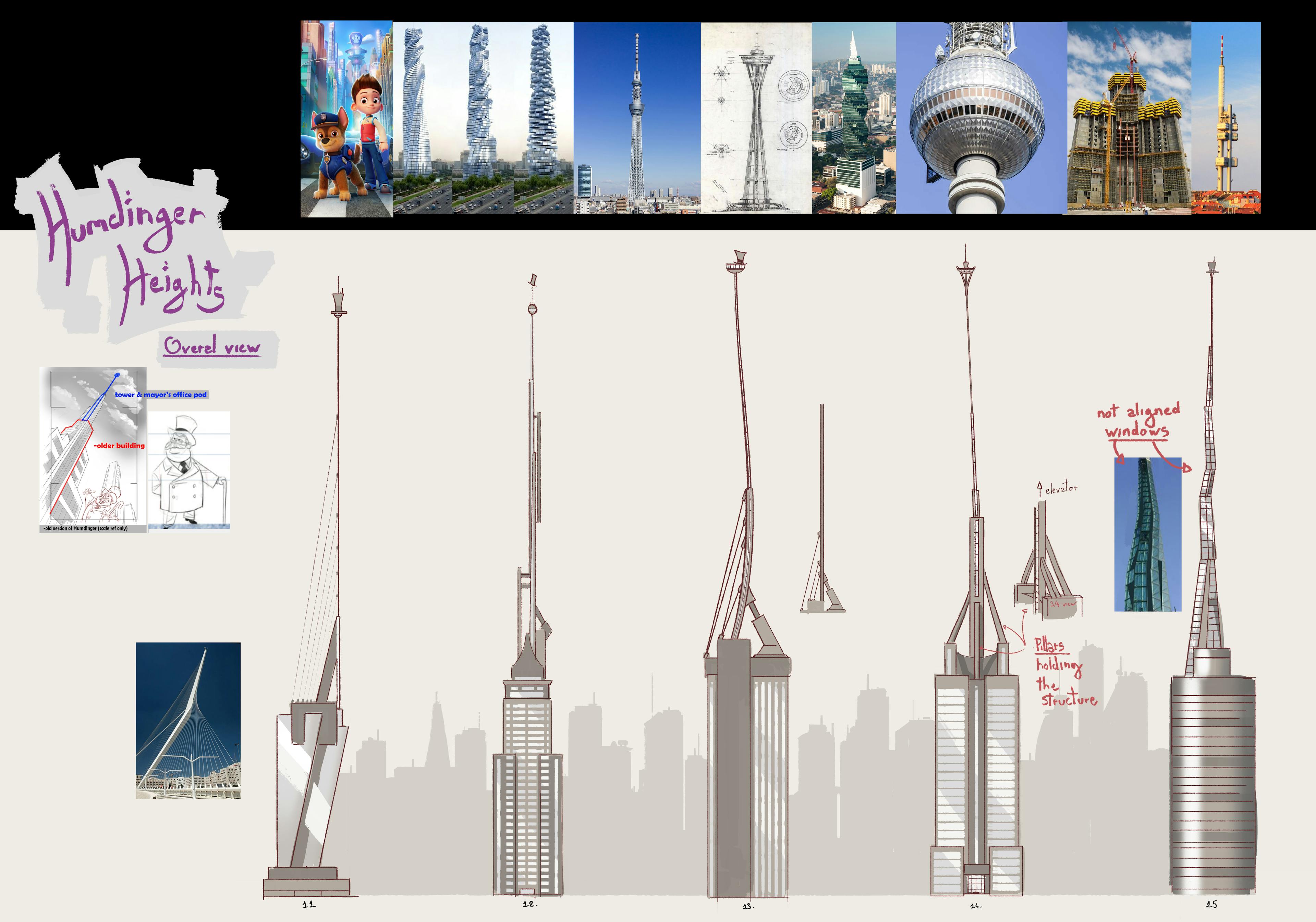 Concept art of various towers, Paw Patrol, concept art, Tristan Ménard