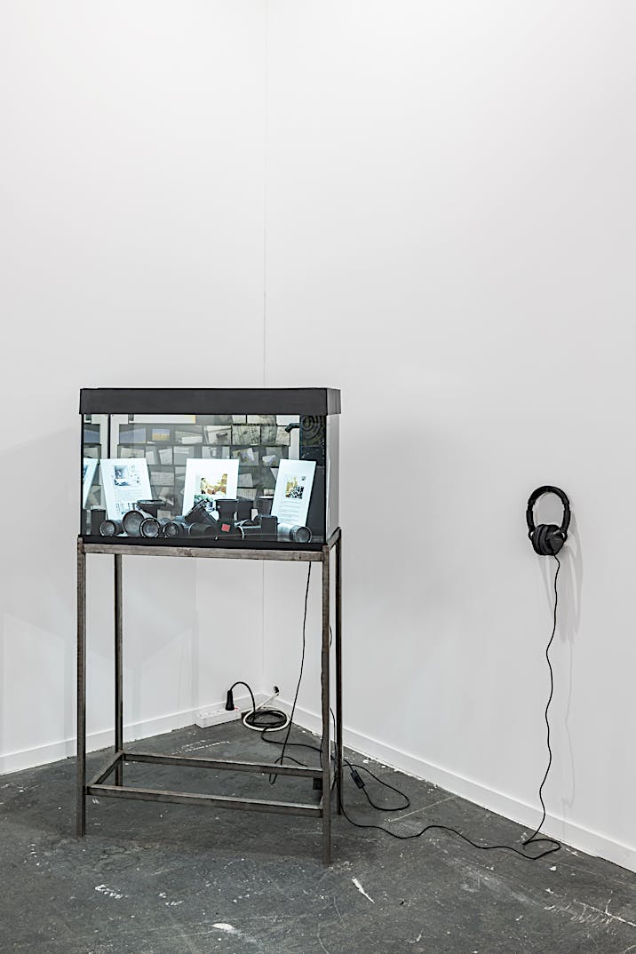 Exhibition view of aquatic installation Vessel: Yorktown Express, 2020, at Galeria Francisco Fino at ARCO Madrid. February 2020 until March 2020