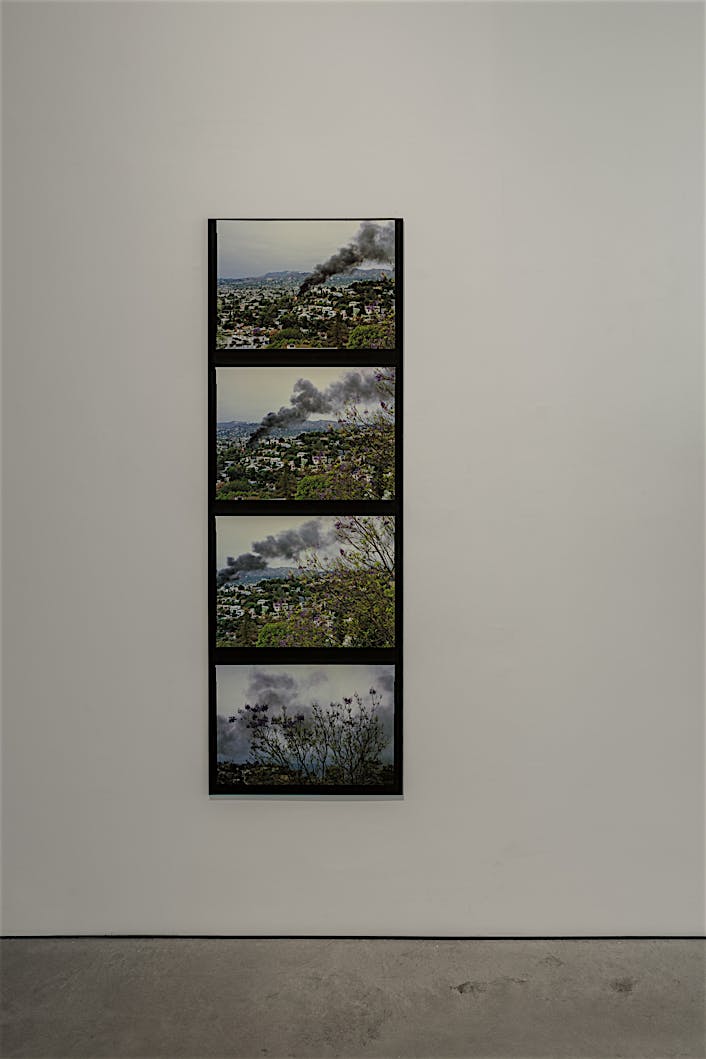 Exhibition view of dibond print Smoke & Mirrors, 2018. Solo exhibition Material Longevities at Galeria Francisco Fino, Lisbon. May 2018 until July 2018