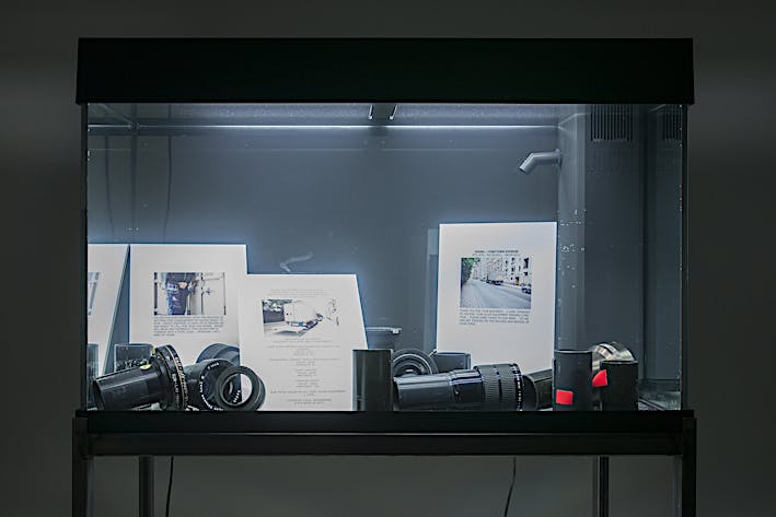 Exhibition view of aquatic installation Vessel: Yorktown Express, 2017. Solo exhibition Punctuations & Perforations at La Verrière, Brussels. April 2017 until May 2017