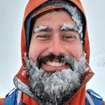 A man with frozen beards.