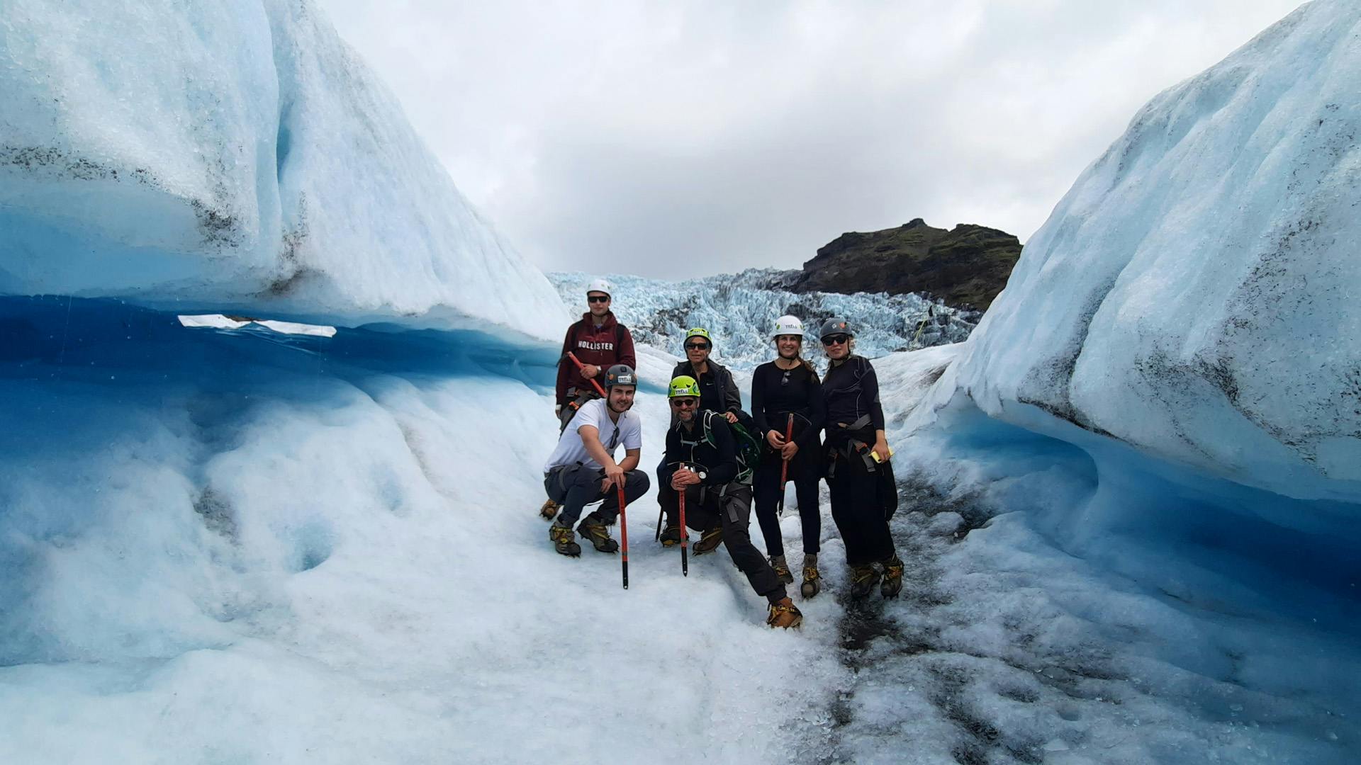 Group of people on a glacier hike.