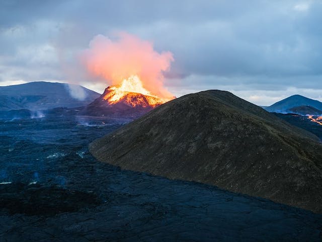 Volcano erupting in iceland