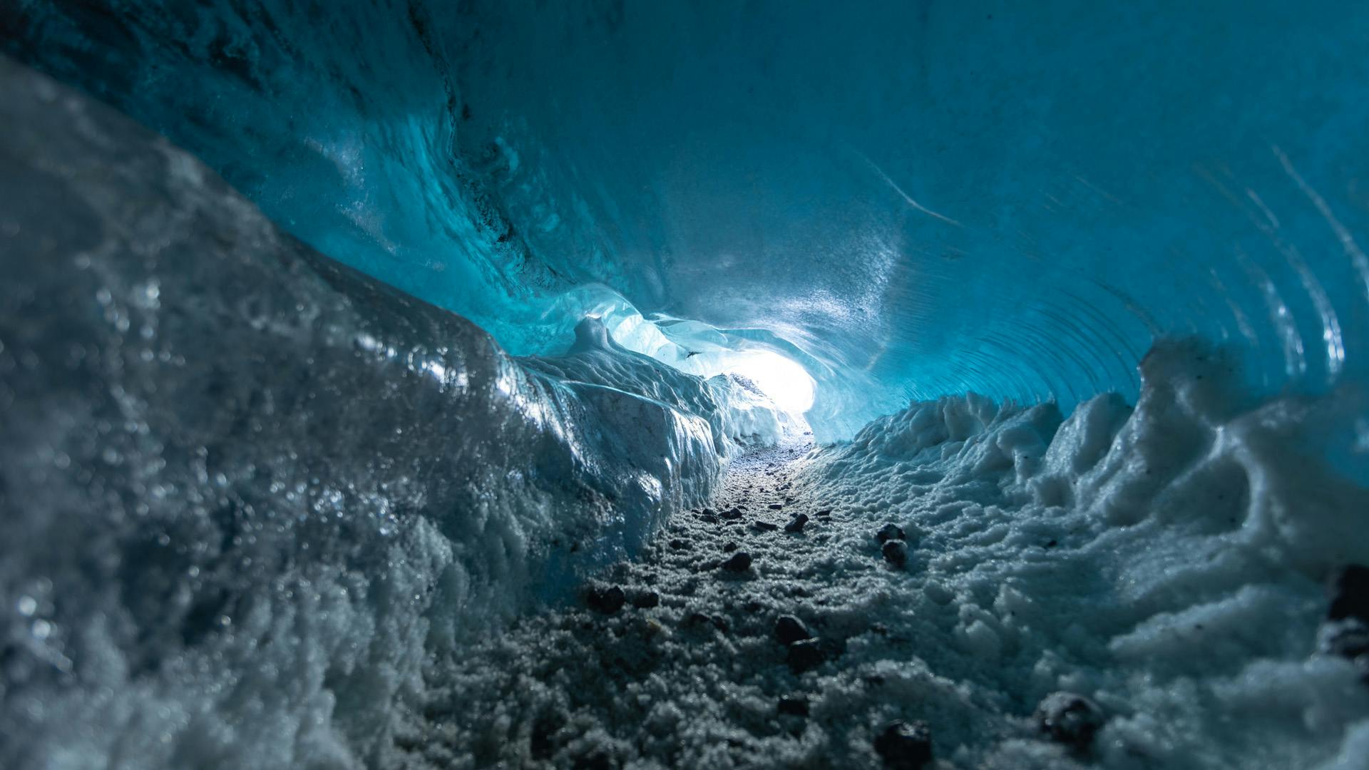 View from inside an ice cave.