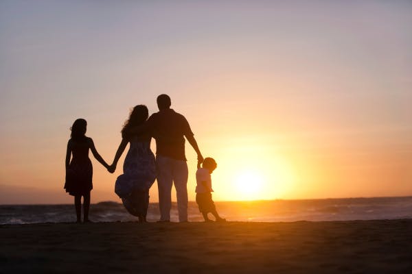military family at sunset