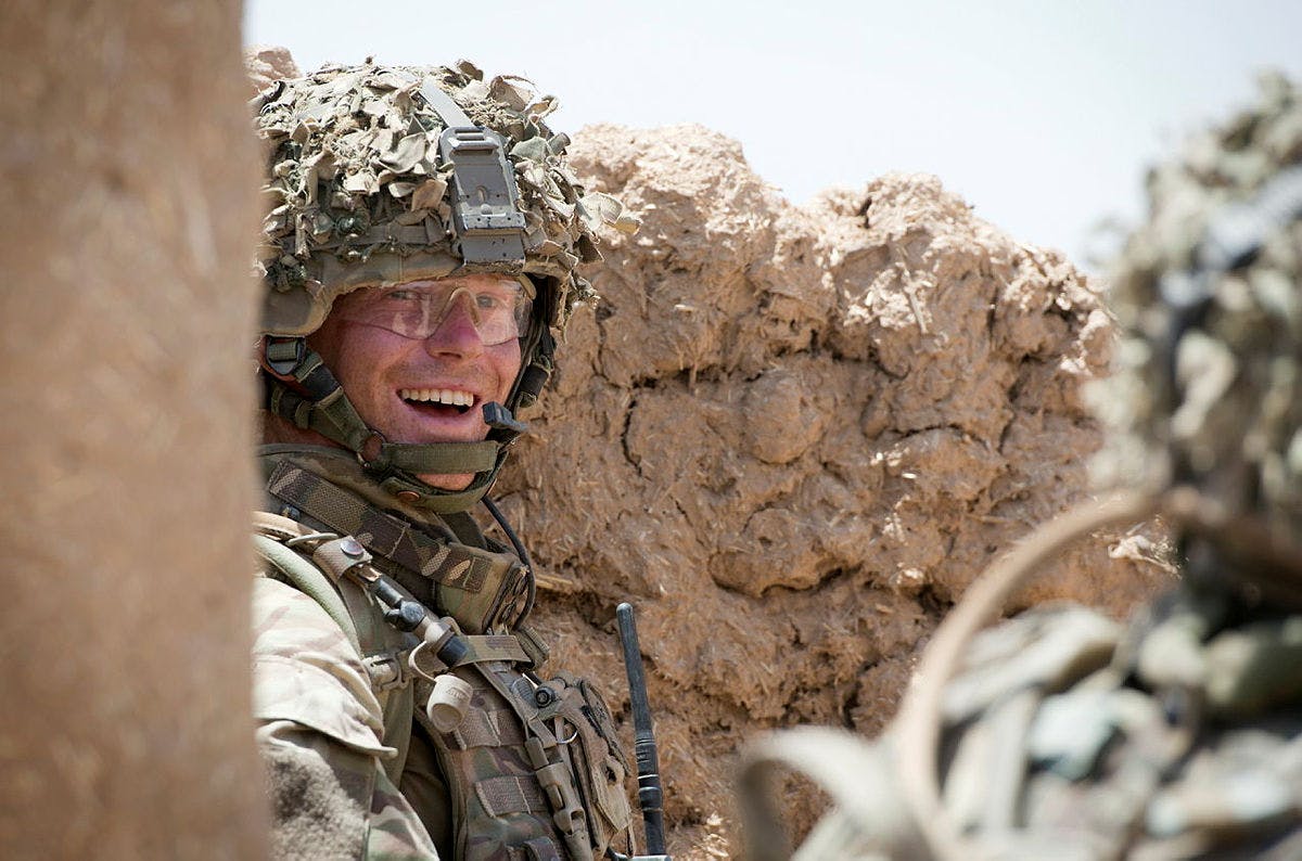 soldier on exercise smiling