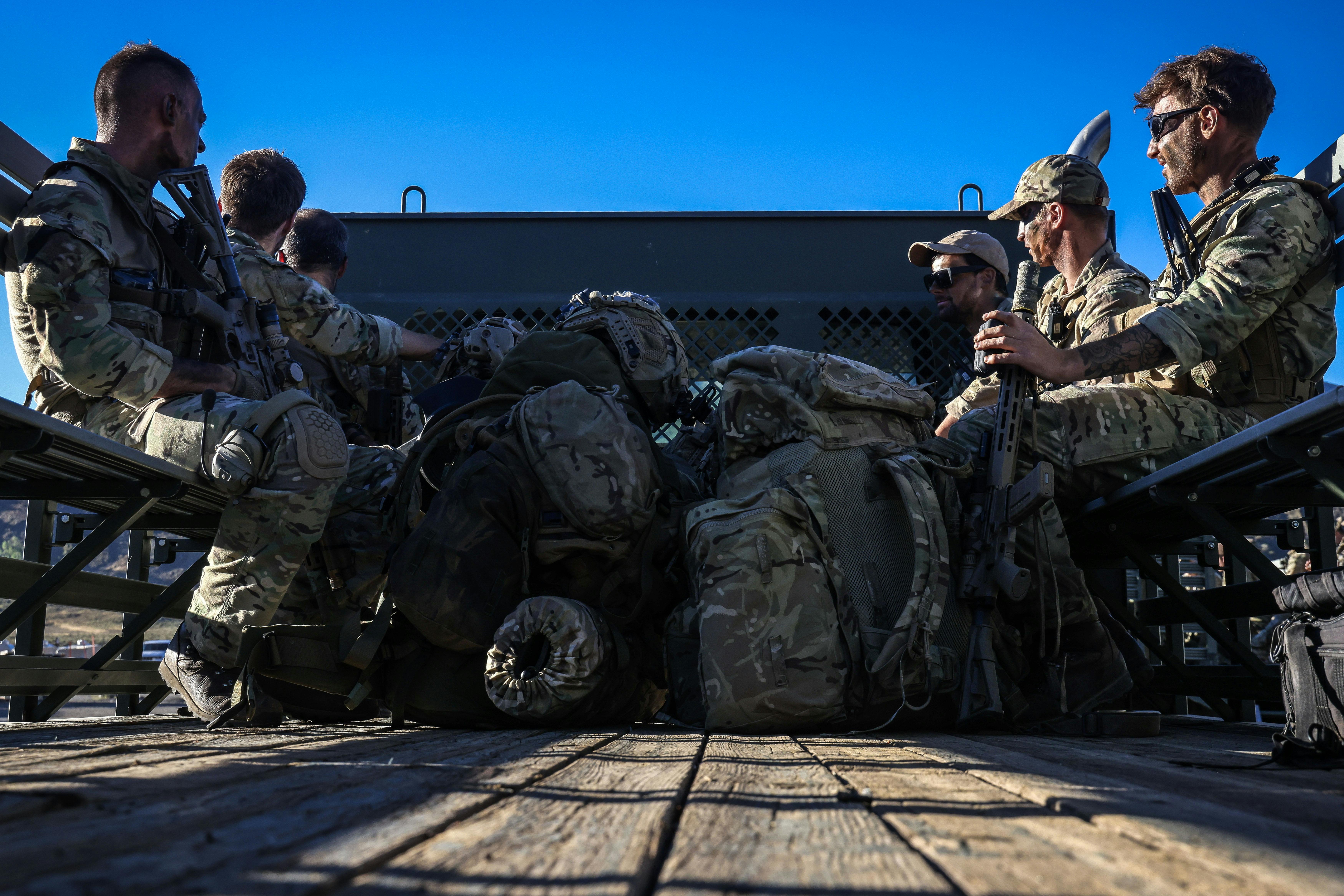 Group of soldiers chatting