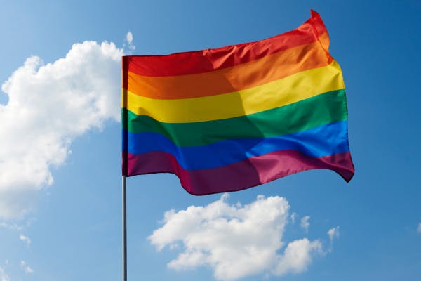 Pride flag flying