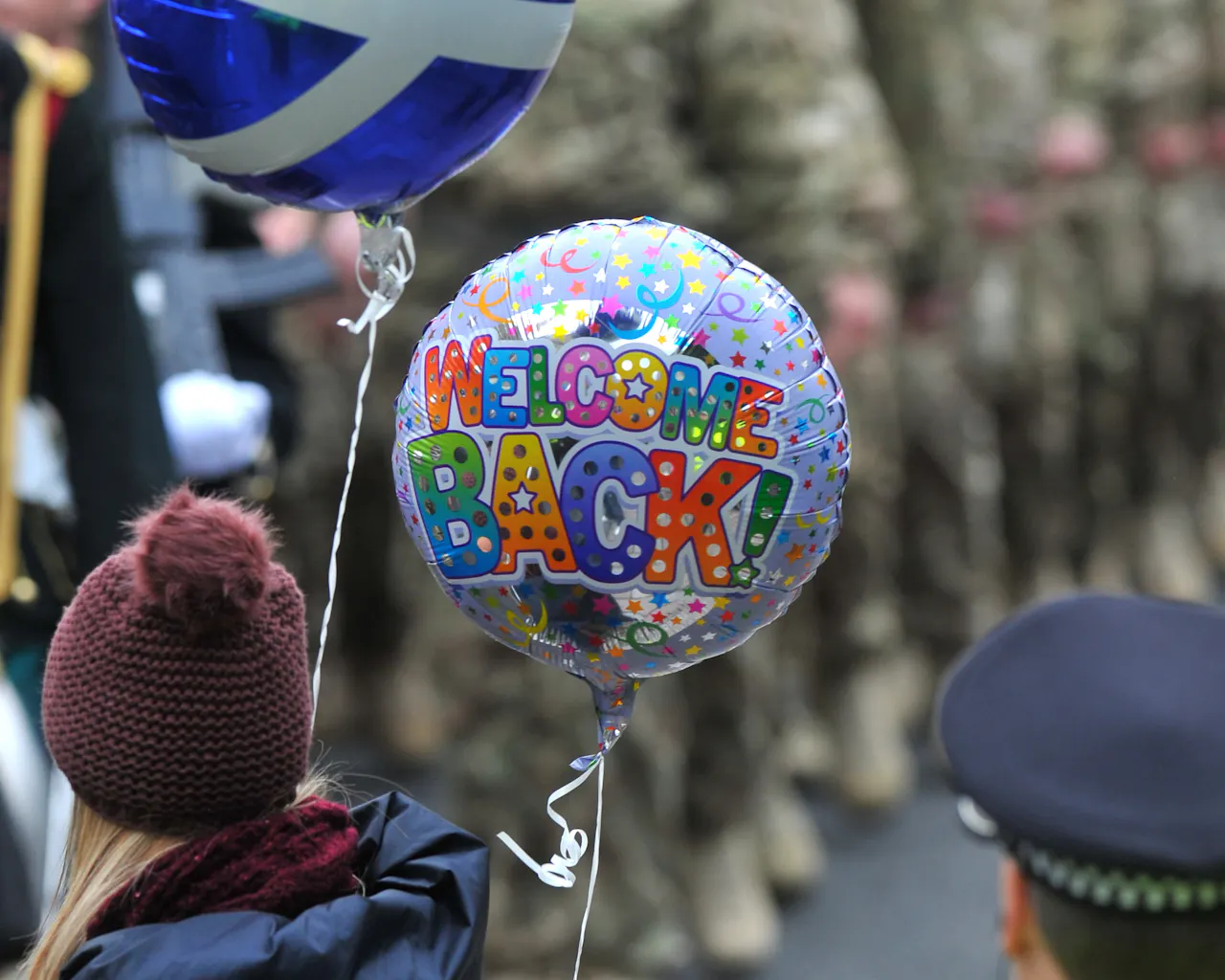 military spouse welcoming husband back home