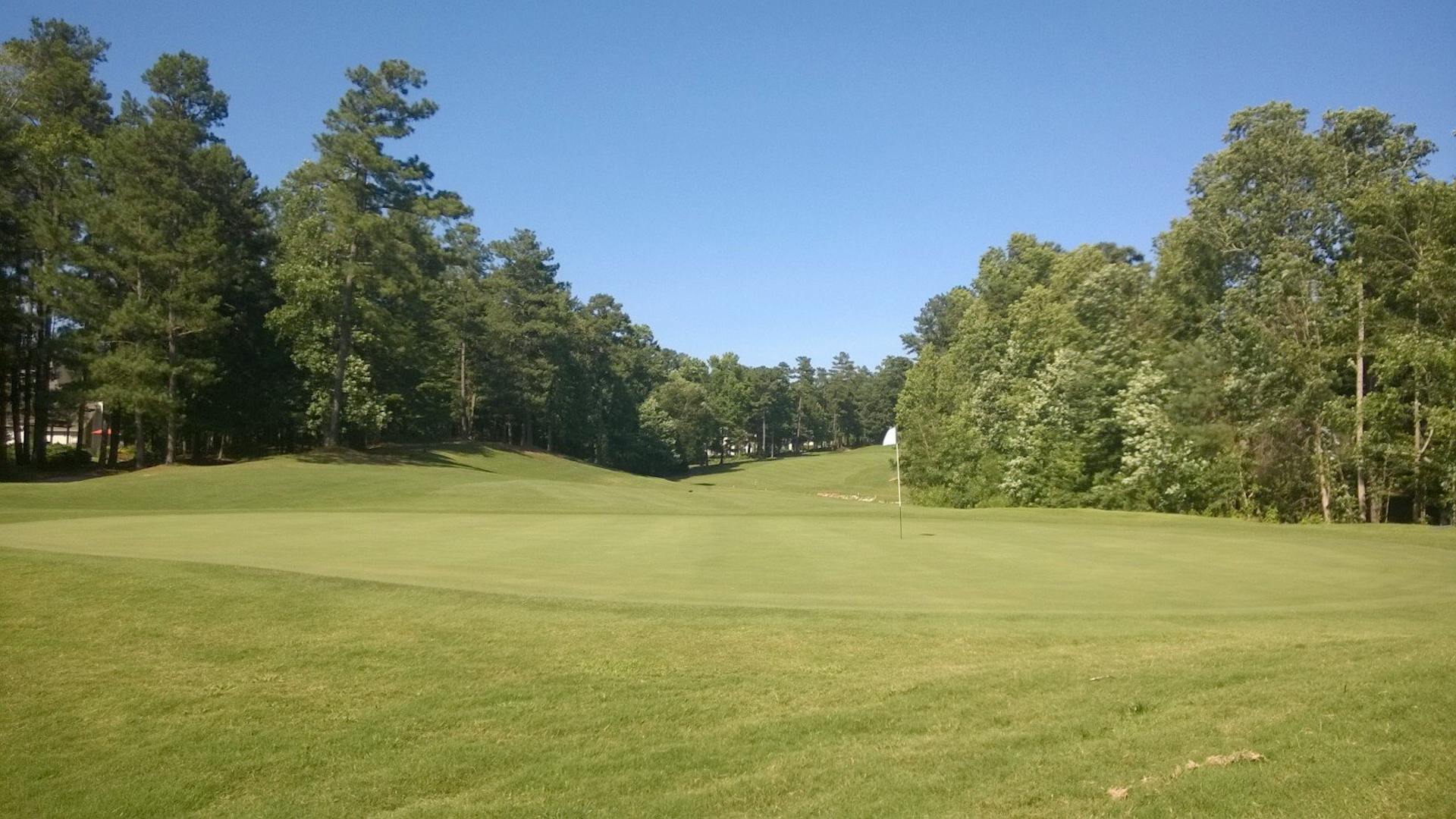 View from a green back down the fairway.