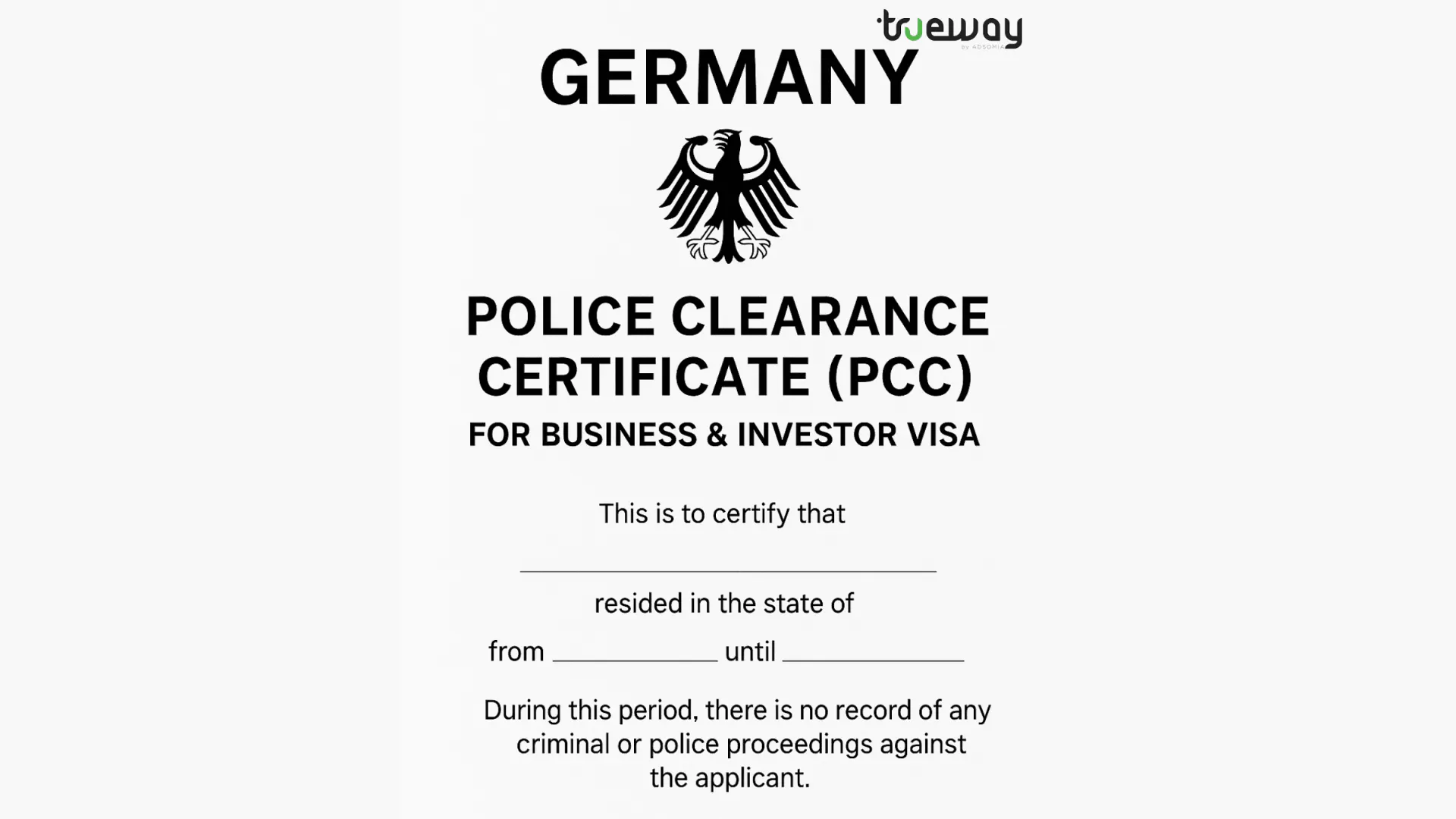 Germany Police Clearance Certificate (PCC) for Business & Investor Visa Application