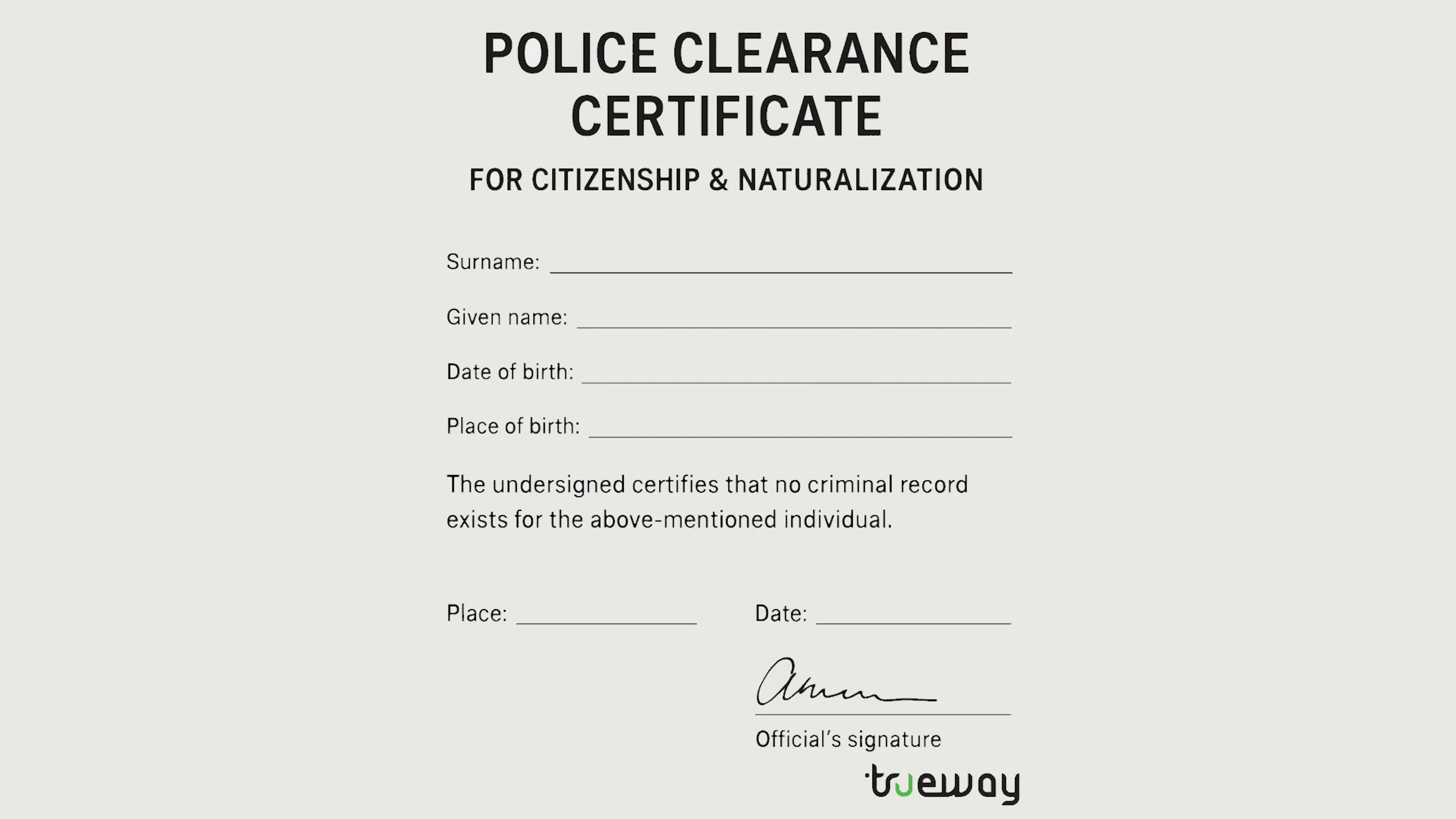 Germany Police Clearance Certificate (PCC) for Citizenship & Naturalization | Trueway