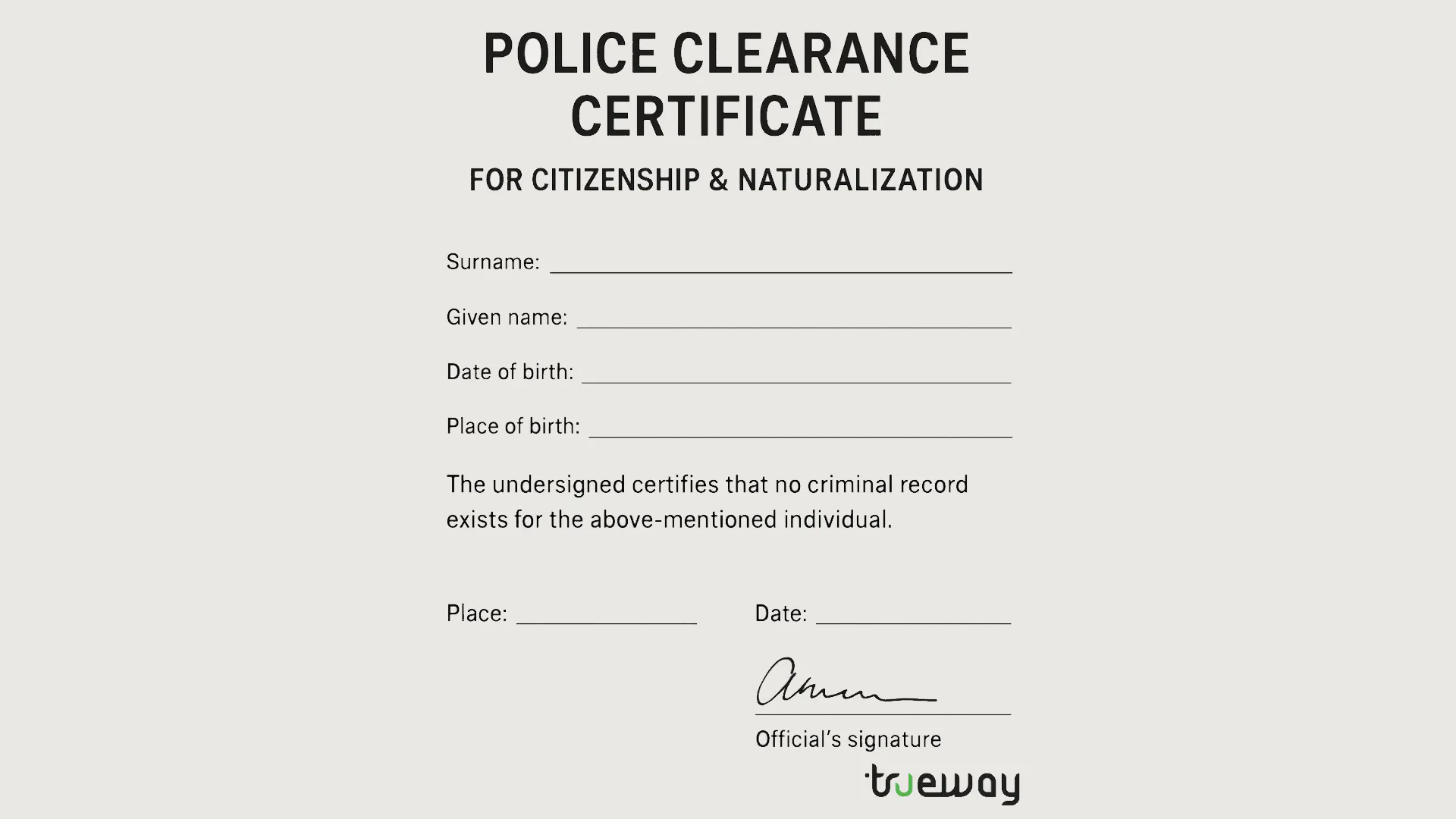 Germany Police Clearance Certificate (PCC) for Citizenship & Naturalization | Trueway