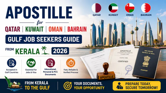 Apostille for Qatar, Kuwait, Oman & Bahrain 2026 | Kerala Gulf Job Seekers' Guide
