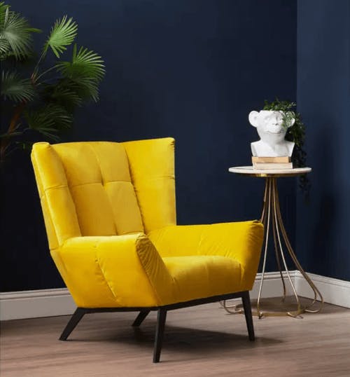 a yellow armchair