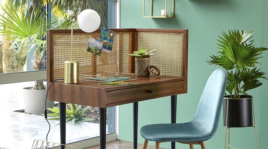 A rattan desk from La Redoute