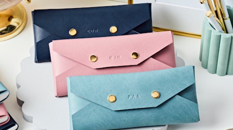 personalised vegan faux leather pencil case