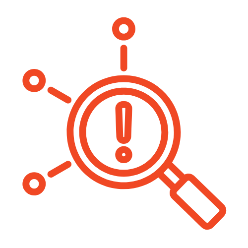 Magnifying glass identifying vulneability