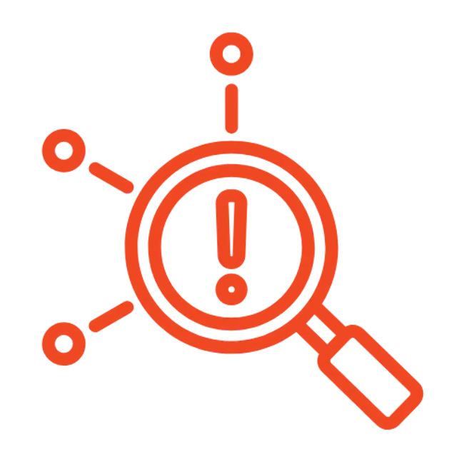 Magnifying glass identifying vulneability