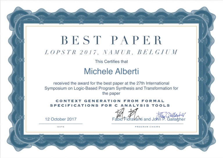 Best paper Michele Alberti