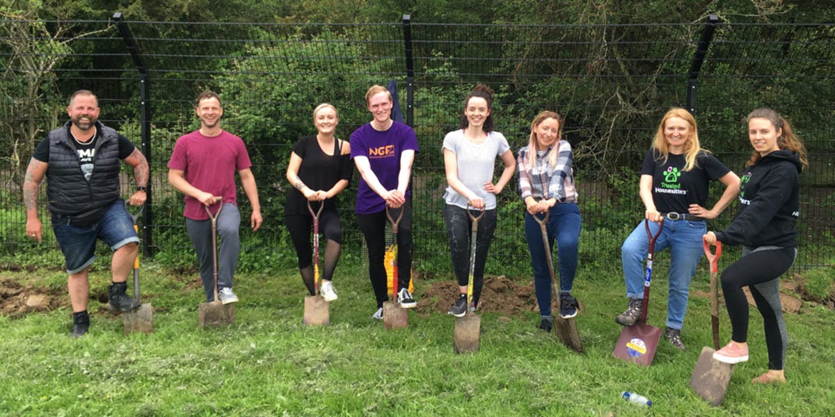 TrustedHousesitters employees volunteering at Raystede