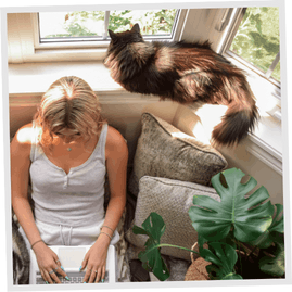 A woman and a cat