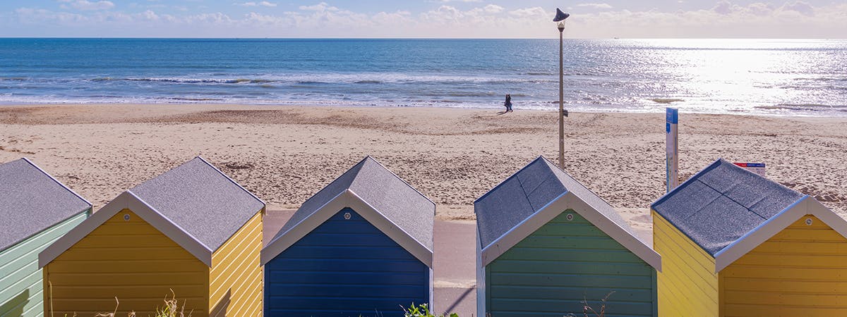 Beach huts along Bournermouth beach