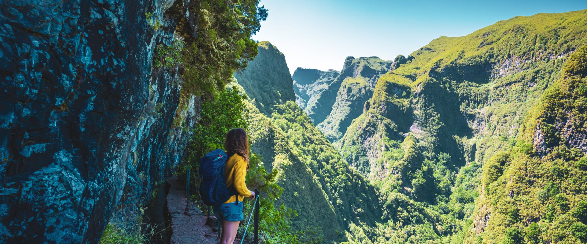 A woman hiking in Portugal.