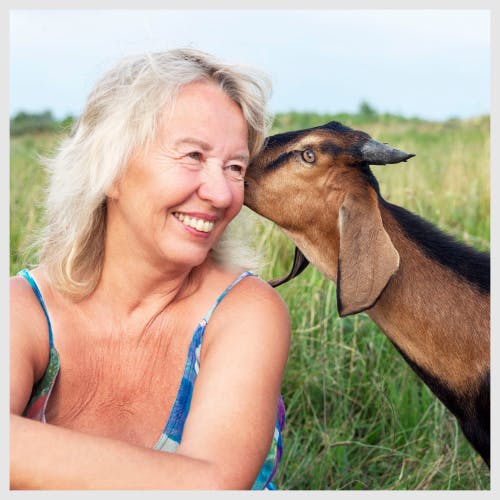 A woman and a goat