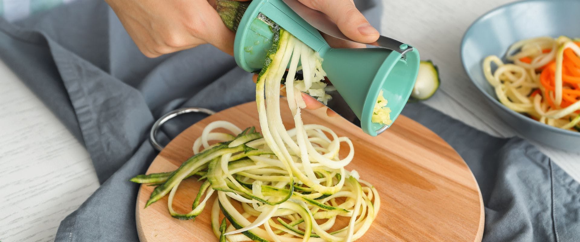 Zucchini being spiralised
