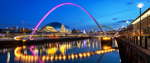 famous contemporary light-up bridge in Newcastle city center