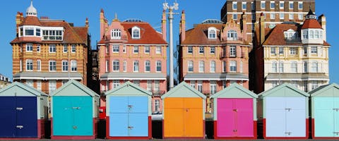 Coloured beach huts in Brighton