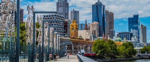 Dog-friendly Victoria's Melbourne cityscape