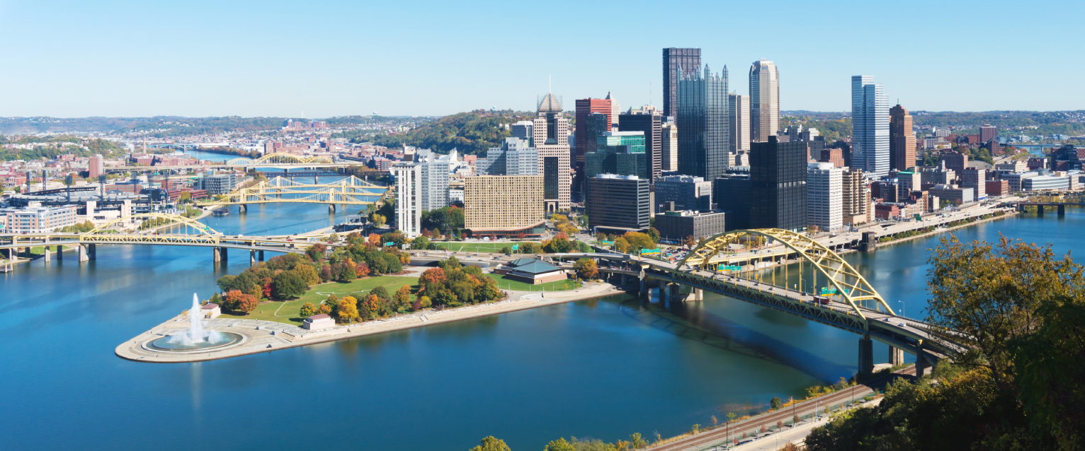 an aerial view of Pittsburg