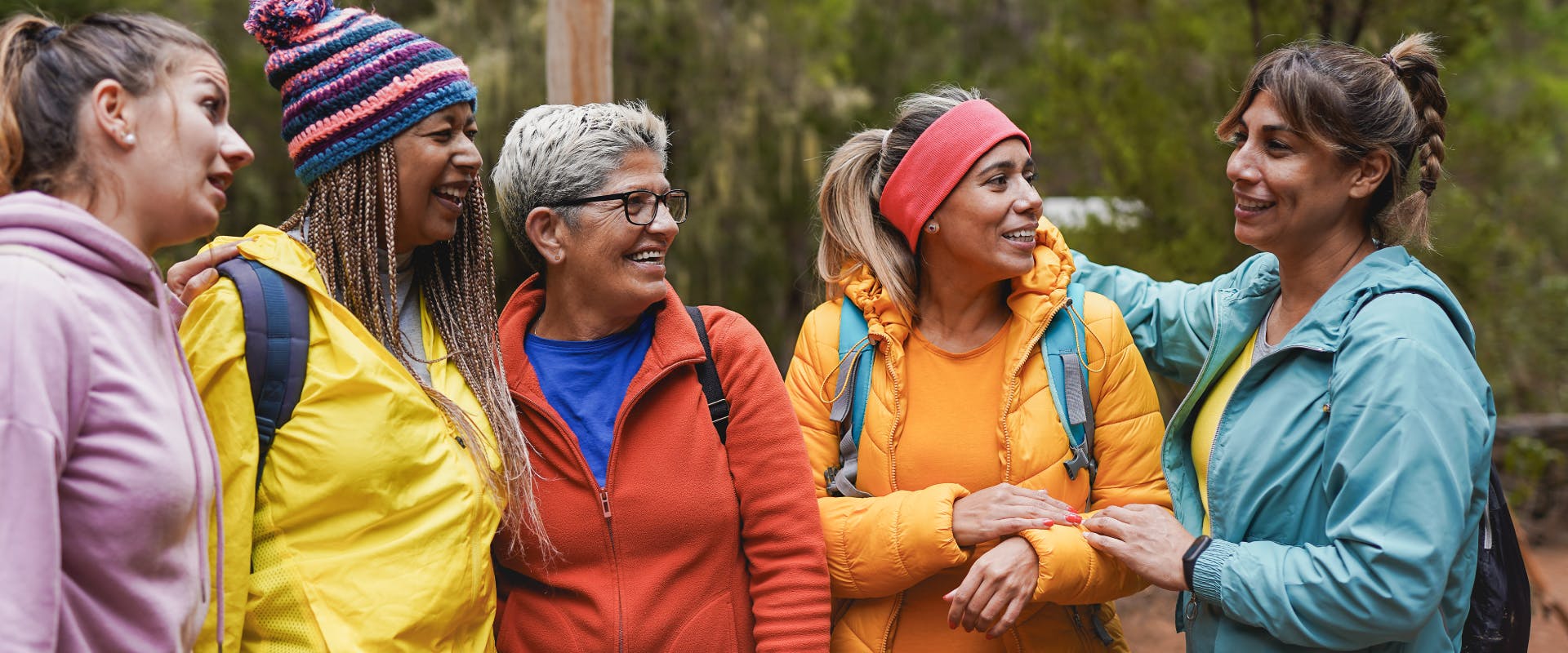A group of women in a solo female travel group.