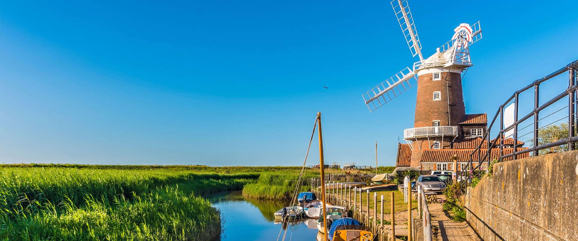 A view along the River Glaven in Cley, Norfolk, UK