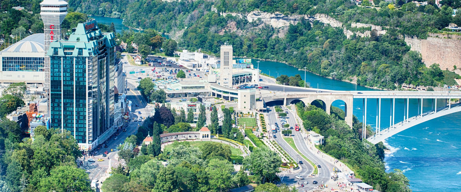 Aerial scenic of the Niagara Falls city, Ontario, Canada