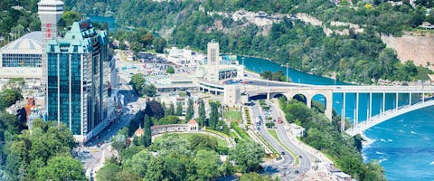 Aerial scenic of the Niagara Falls city, Ontario, Canada