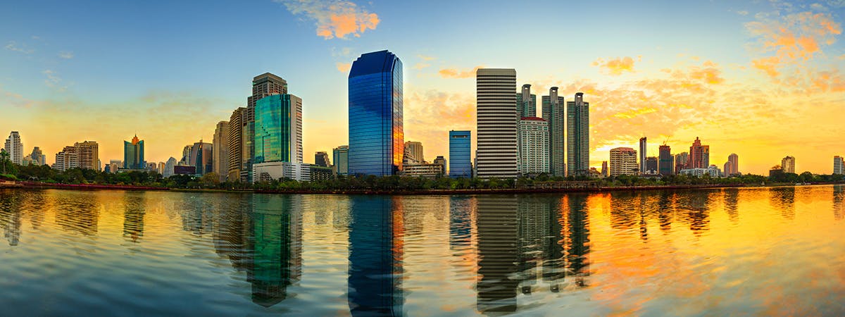 Houston skyline at sunset, USA