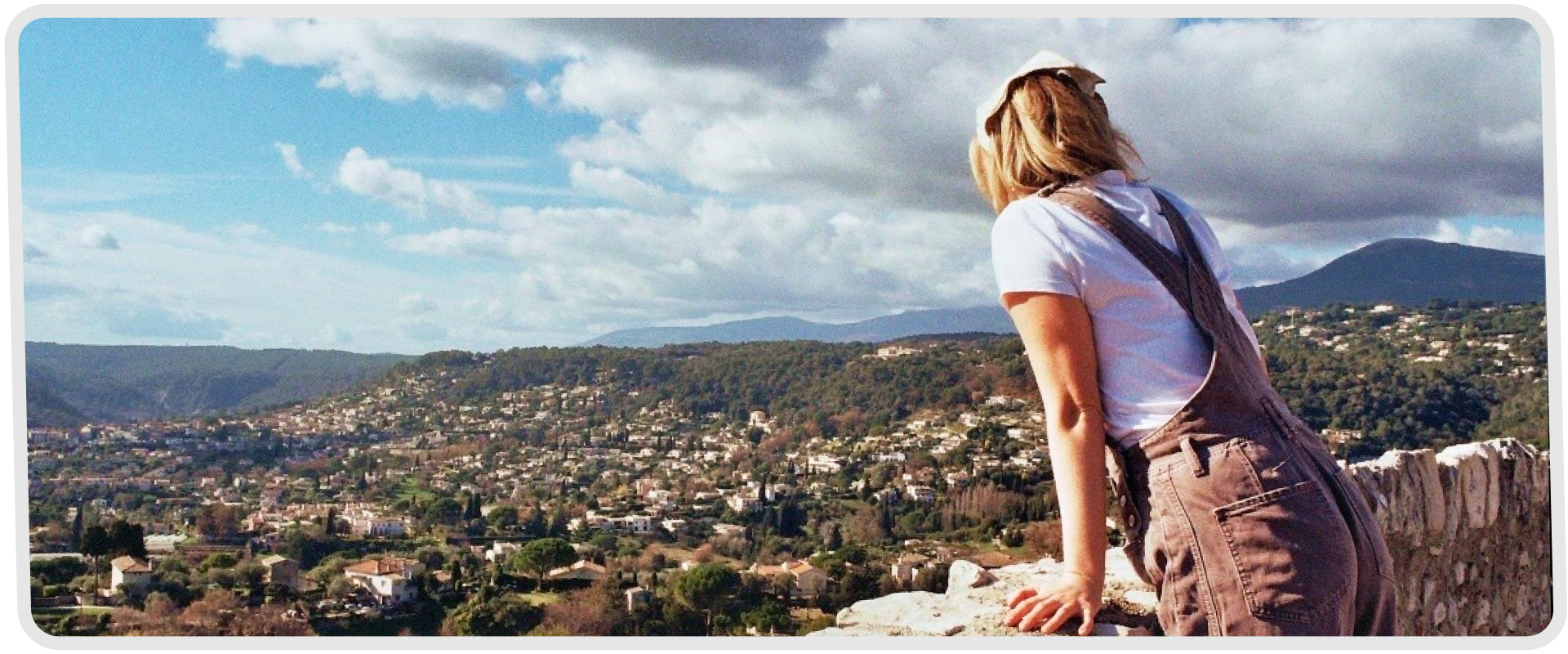 Pet sitter, Gabby, overlooking the French Riviera